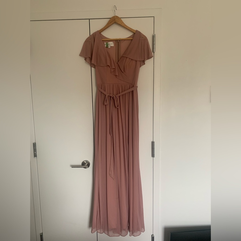 Azazie Blush Ruffle Maxi Dress